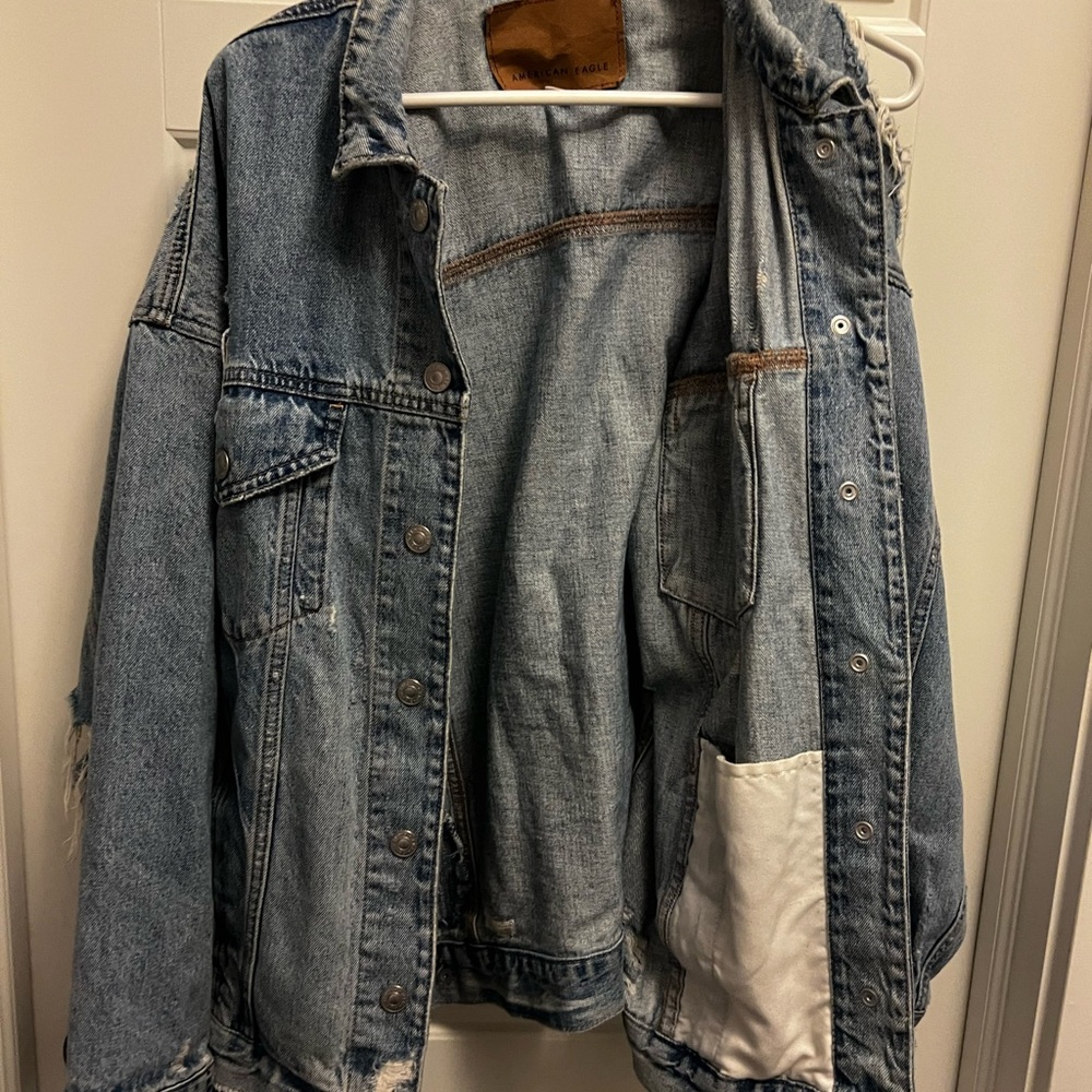 American Eagle Outfitters Distressed Blue Jean Jacket
